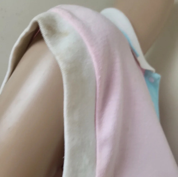 80s Googla Gong Colorblock Pink Blue Collar top - Picture 4 of 10